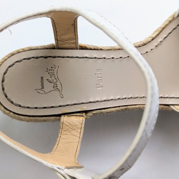 CHRISTIAN LOUBOUTIN White Leather Espadrilles Platform Wedges Size: 9 | IT - Picture 6 of 7
